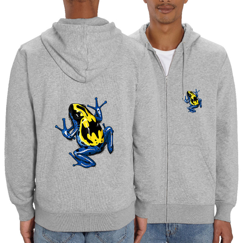 Sweat homme zippé à capuche coton bio gris chiné DendroBat (Mr Mouton,Animaux)