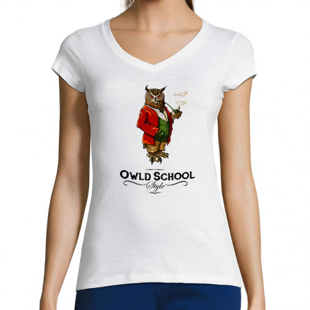 T-shirt femme col V "Owld...