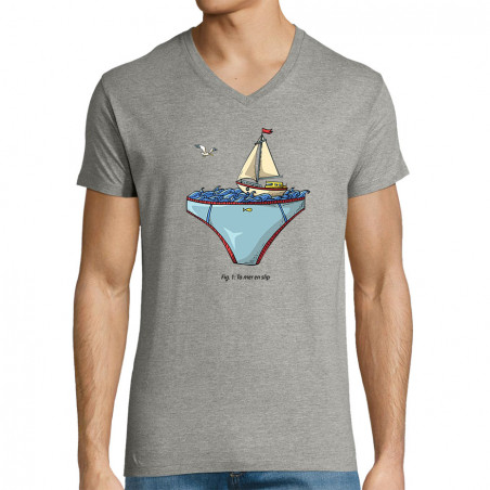 T-shirt homme col V "Ta mer...