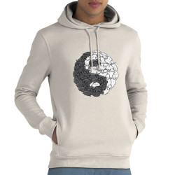 Sweat homme à capuche coton bio naturel Yin Yang Moutons (Mr Mouton,Humour)