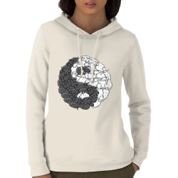 Sweat femme à capuche coton bio naturel Yin Yang Moutons (Mr Mouton,Humour)