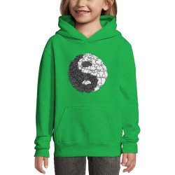 Sweat enfant à capuche vert prairie Yin Yang Moutons (Mr Mouton,Humour)