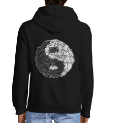 Sweat homme à capuche zippé noir Yin Yang Moutons (Mr Mouton,Humour)