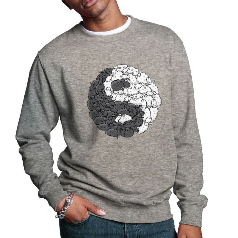 Sweat homme col rond gris chiné Yin Yang Moutons (Mr Mouton,Humour)