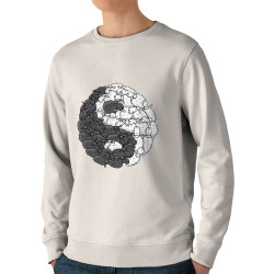 Sweat homme bio col rond naturel Yin Yang Moutons (Mr Mouton,Humour)
