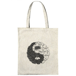 Sac shopping en toile naturel Yin Yang Moutons (Mr Mouton,Humour)