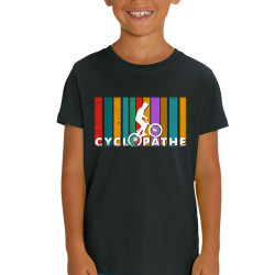 T-shirt enfant coton bio noir Cyclopathe (Gondrax,Vélo)