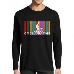 T-shirt homme manches longues noir Cyclopathe (Gondrax,Vélo)