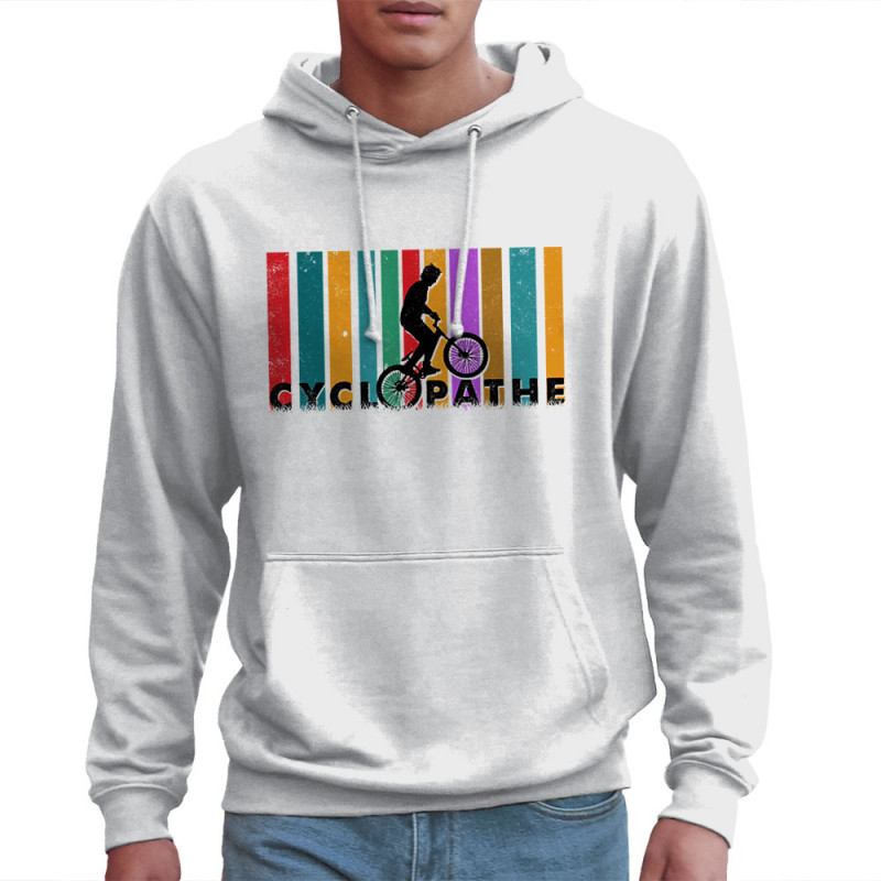 Sweat homme à capuche blanc Cyclopathe (Gondrax,Vélo)
