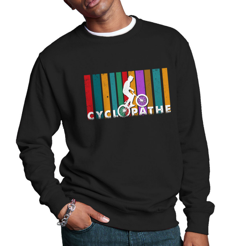 Sweat homme col rond noir Cyclopathe (Gondrax,Vélo)