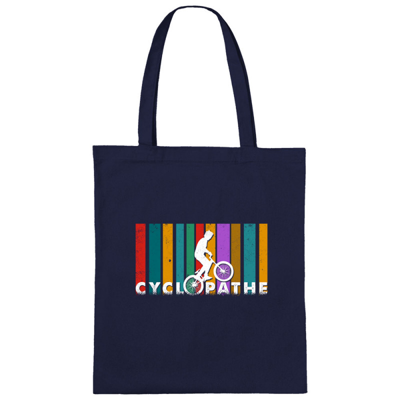 Sac shopping en toile bleu marine Cyclopathe (Gondrax,Vélo)