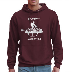 Sweat homme à capuche bordeaux Pollution Solution (Gondrax,Ecologie,Vélo,Slogans engagés)
