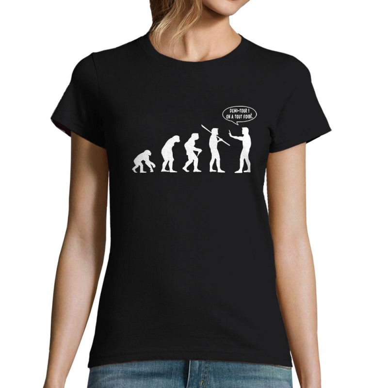 T-shirt femme noir Evolution foirée (Gondrax,Slogans engagés,Evolution)