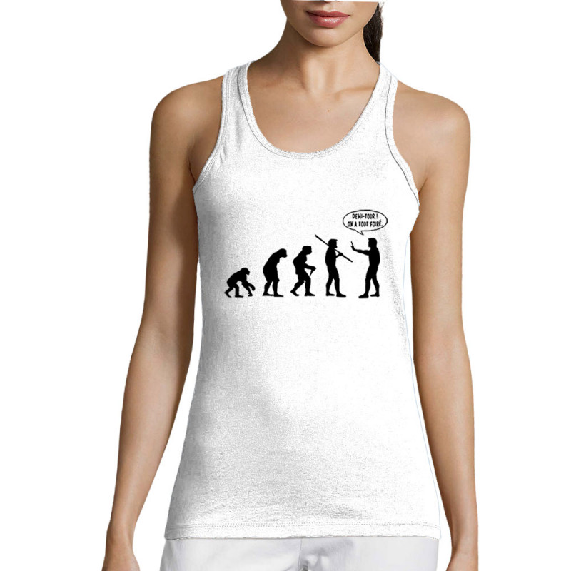 Débardeur femme blanc Evolution foirée (Gondrax,Slogans engagés,Evolution)
