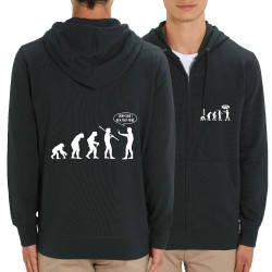 Sweat homme zippé à capuche coton bio noir Evolution foirée (Gondrax,Slogans engagés,Evolution)