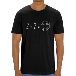 T-shirt homme coton bio noir 2 plus 2 égale Cat (Gondrax,Chats,Animaux,Humour,Devoirs de vacances)