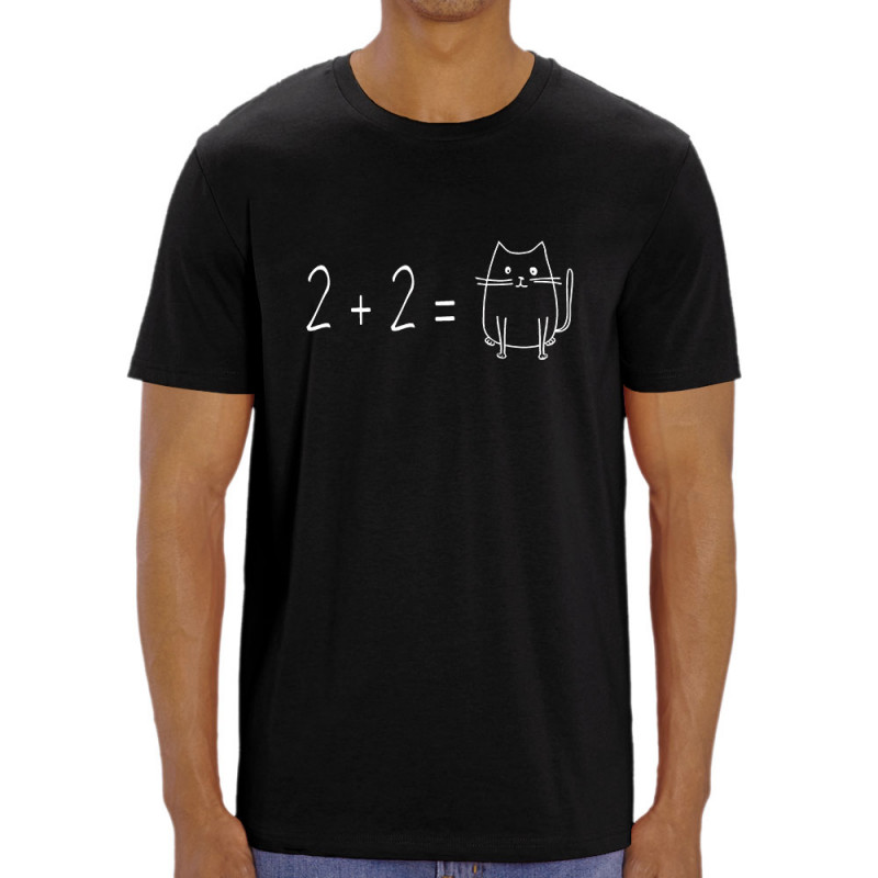T-shirt homme coton bio noir 2 plus 2 égale Cat (Gondrax,Chats,Animaux,Humour,Devoirs de vacances)