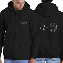 Sweat homme à capuche zippé noir 2 plus 2 égale Cat (Gondrax,Chats,Animaux,Humour,Devoirs de vacances)