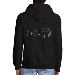 Sweat homme à capuche zippé noir 2 plus 2 égale Cat (Gondrax,Chats,Animaux,Humour,Devoirs de vacances)