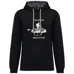 Sweat capuche à motifs unisexe noir et têtes de mort mexicaines Pollution Solution (Gondrax,Ecologie,Vélo,Slogans engagés)