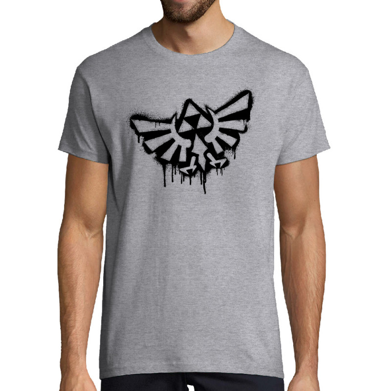 Tee-shirt homme gris chiné Triforce Spray (Gondrax,Jeux Vidéo / Geek)