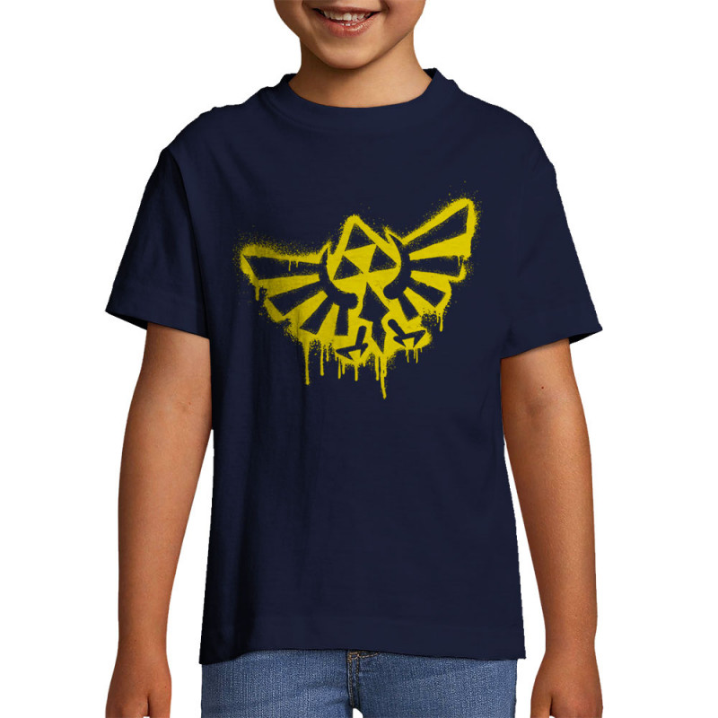 T-shirt enfant bleu marine Triforce Spray (Gondrax,Jeux Vidéo / Geek)