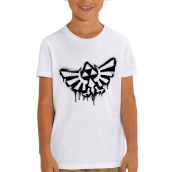 T-shirt enfant coton bio blanc Triforce Spray (Gondrax,Jeux Vidéo / Geek)