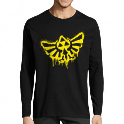 T-shirt homme manches longues noir Triforce Spray (Gondrax,Jeux Vidéo / Geek)