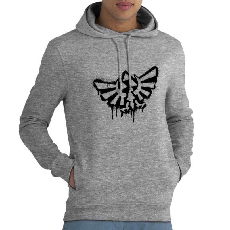 Sweat homme à capuche coton bio gris chiné Triforce Spray (Gondrax,Jeux Vidéo / Geek)