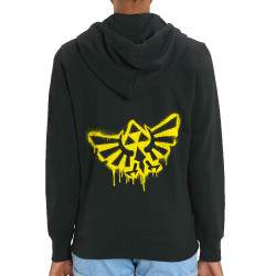 Sweat femme zippé à capuche coton bio noir Triforce Spray (Gondrax,Jeux Vidéo / Geek)