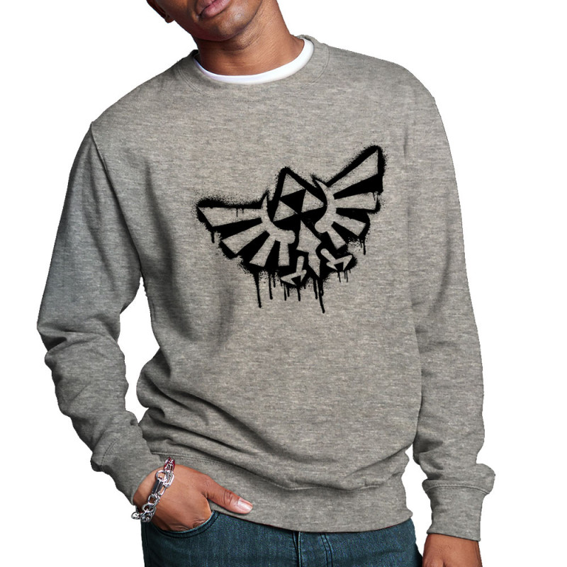 Sweat homme col rond gris chiné Triforce Spray (Gondrax,Jeux Vidéo / Geek)