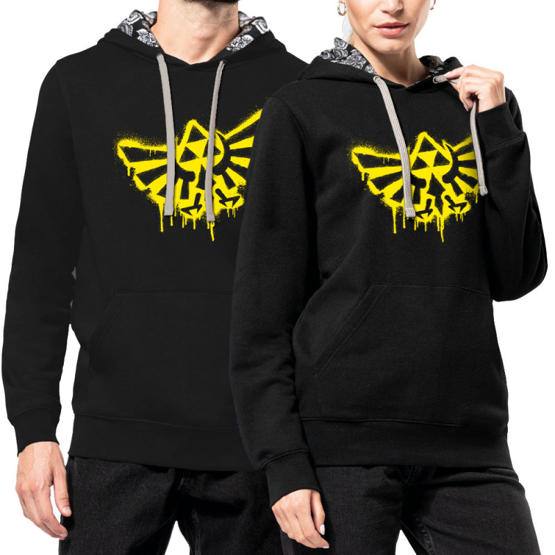 Sweat capuche à motifs unisexe noir et têtes de mort mexicaines Triforce Spray (Gondrax,Jeux Vidéo / Geek)