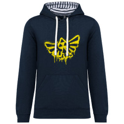 Sweat capuche à motifs unisexe bleu marine et marinière Triforce Spray (Gondrax,Jeux Vidéo / Geek)