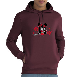 Sweat homme à capuche coton bio bordeaux Samouraï Girl (Fantine,Manga Kawaï japan)