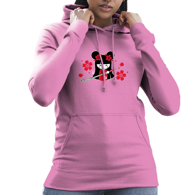 Sweat femme à capuche rose Samouraï Girl (Fantine,Manga Kawaï japan)