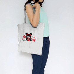 Sac shopping en toile blanc Samouraï Girl (Fantine,Manga Kawaï japan)