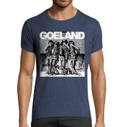 T-shirt homme fit bleu denim chiné Goeland Ramones (Goéland,Animaux)