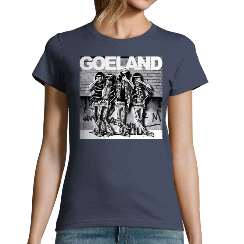 T-shirt femme bleu denim Goeland Ramones (Goéland,Animaux)