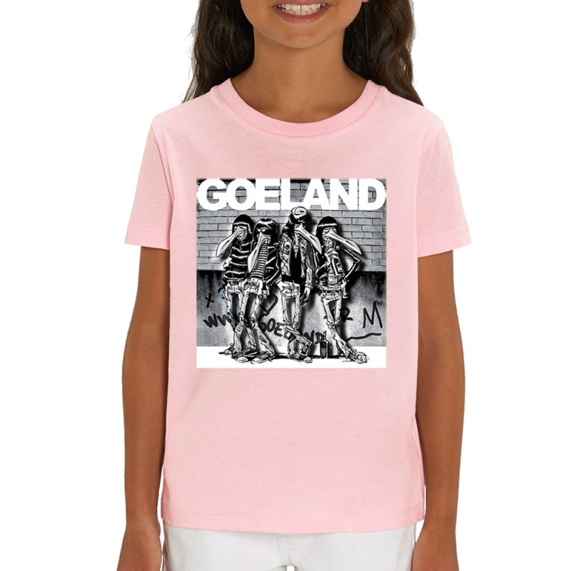 T-shirt enfant coton bio rose clair Goeland Ramones (Goéland,Animaux)