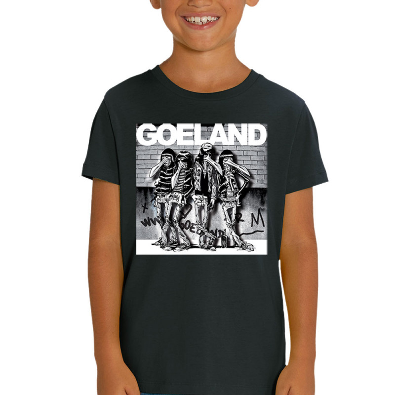 T-shirt enfant coton bio noir Goeland Ramones (Goéland,Animaux)