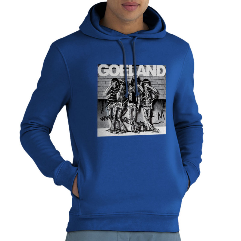Sweat homme à capuche coton bio bleu royal Goeland Ramones (Goéland,Animaux)