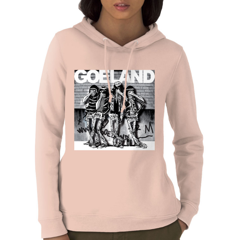 Sweat femme à capuche coton bio rose clair Goeland Ramones (Goéland,Animaux)