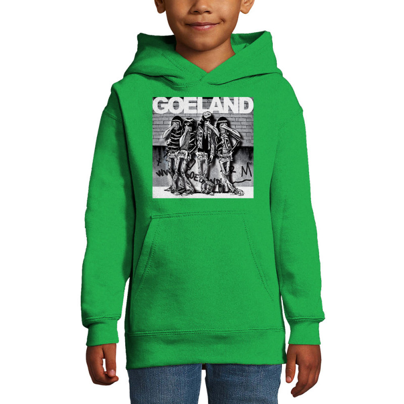 Sweat enfant à capuche vert prairie Goeland Ramones (Goéland,Animaux)