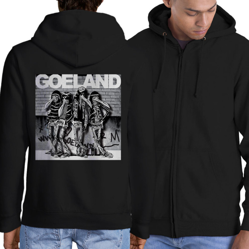 Sweat homme à capuche zippé noir Goeland Ramones (Goéland,Animaux)