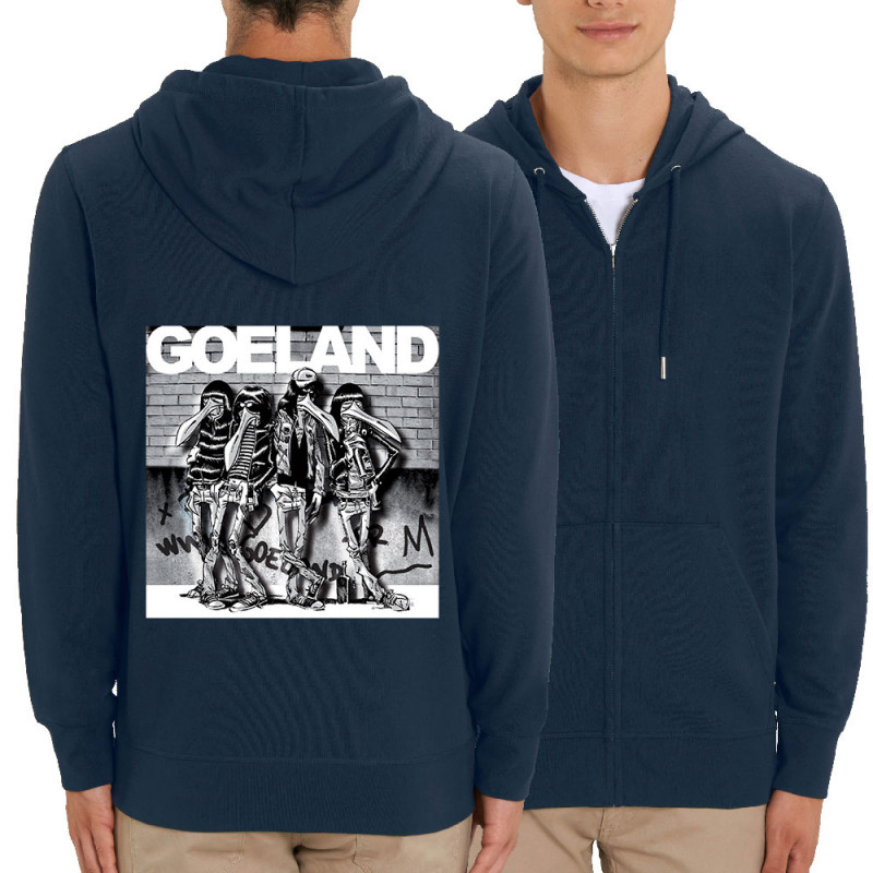 Sweat homme zippé à capuche coton bio bleu marine Goeland Ramones (Goéland,Animaux)