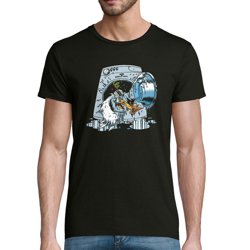 T-shirt homme coton bio noir Goéland Death-o-matic (Goéland,Animaux)