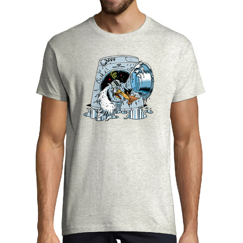 Tee-shirt homme blanc chiné Goéland Death-o-matic (Goéland,Animaux)