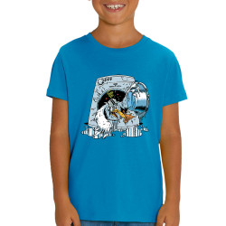 T-shirt enfant coton bio bleu azur Goéland Death-o-matic (Goéland,Animaux)