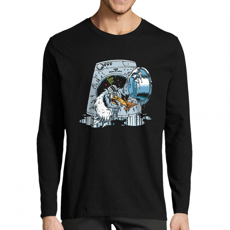T-shirt homme manches longues noir Goéland Death-o-matic (Goéland,Animaux)