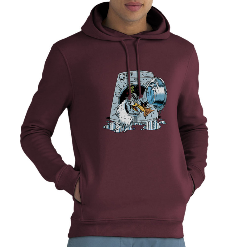 Sweat homme à capuche coton bio bordeaux Goéland Death-o-matic (Goéland,Animaux)
